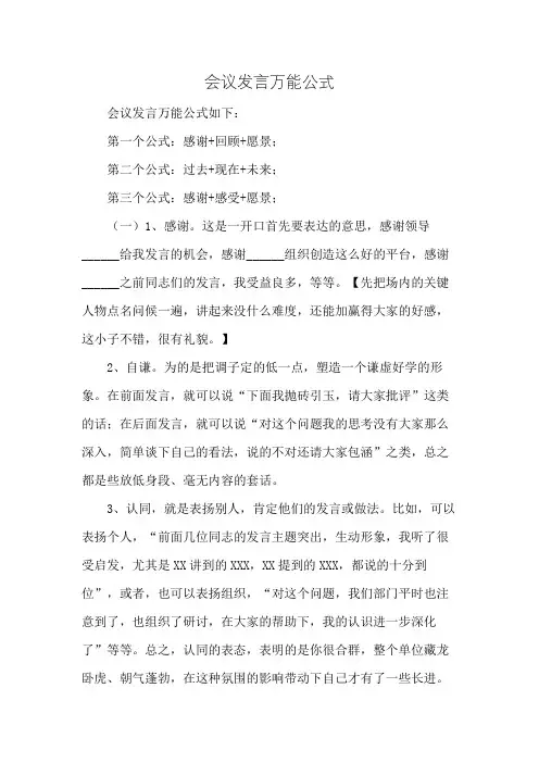 会议发言万能公式
