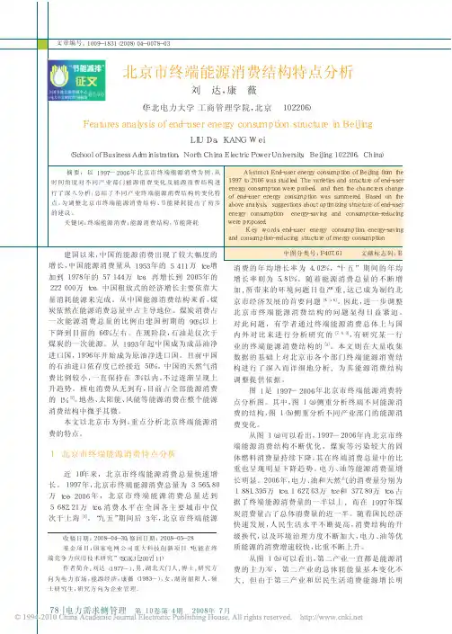 北京市终端能源消费结构特点分析