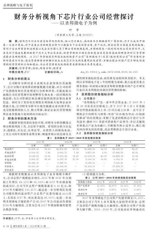 财务分析视角下芯片行业公司经营探讨——以圣邦微电子为例