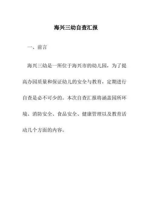 海兴三幼自查汇报