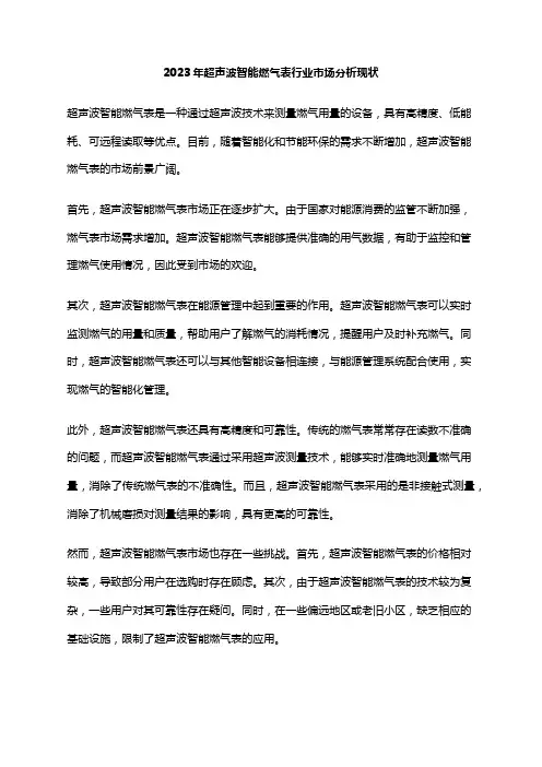 2023年超声波智能燃气表行业市场分析现状