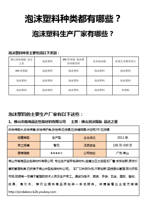 泡沫塑料种类都有哪些？