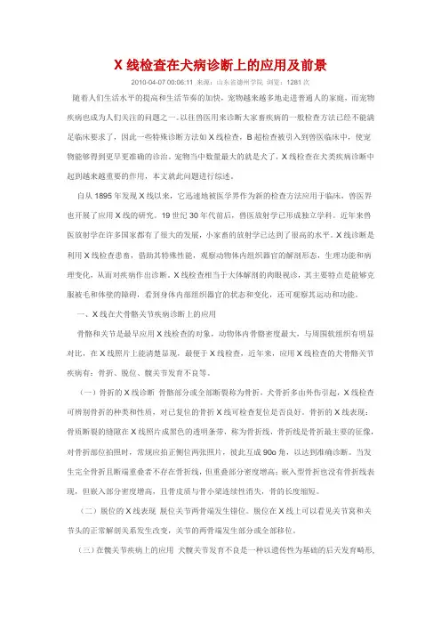 X线检查在犬病诊断上的应用及前景