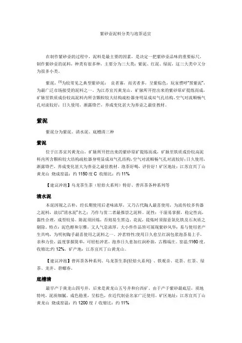 紫砂壶泥料分类与泡茶适宜