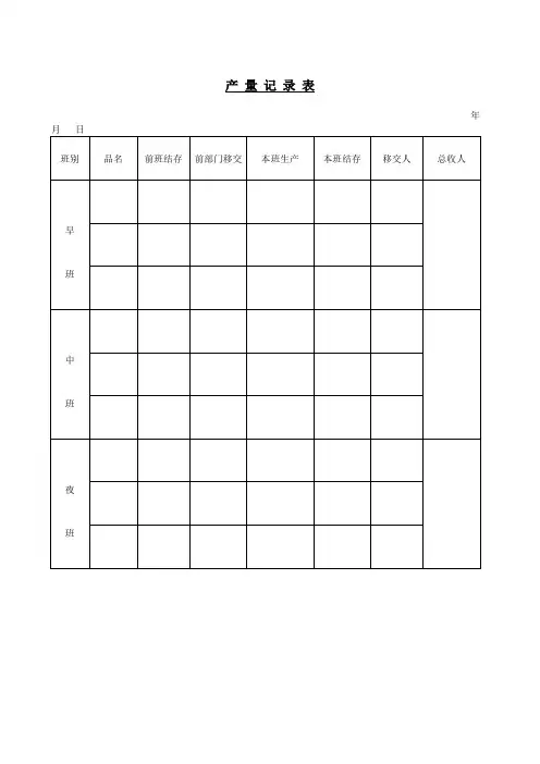 产量记录表