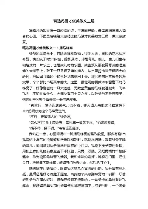 精选冯骥才优美散文三篇