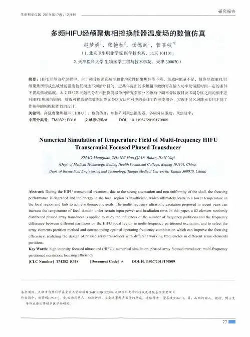 多频hifu经颅聚焦相控换能器温度场的数值仿真