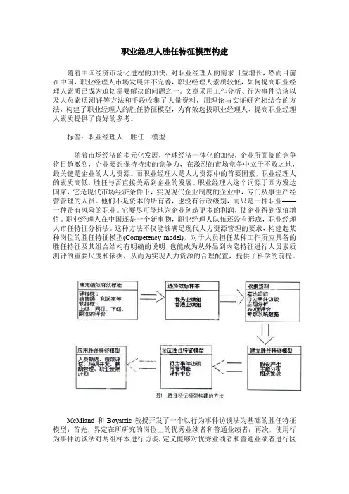 职业经理人胜任特征模型构建