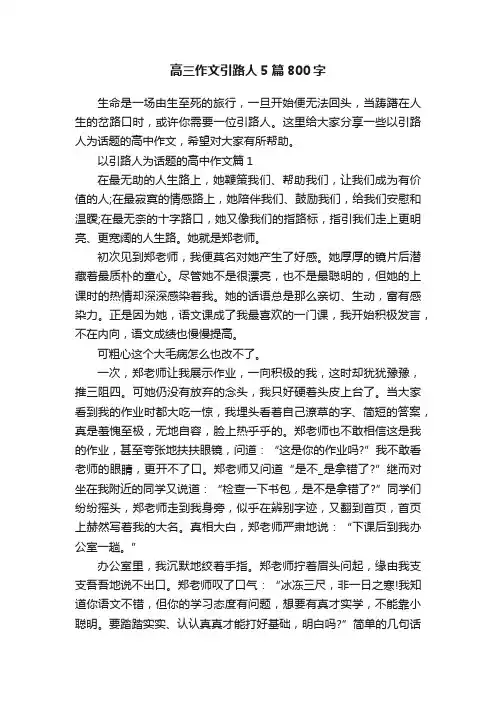 高三作文引路人5篇800字