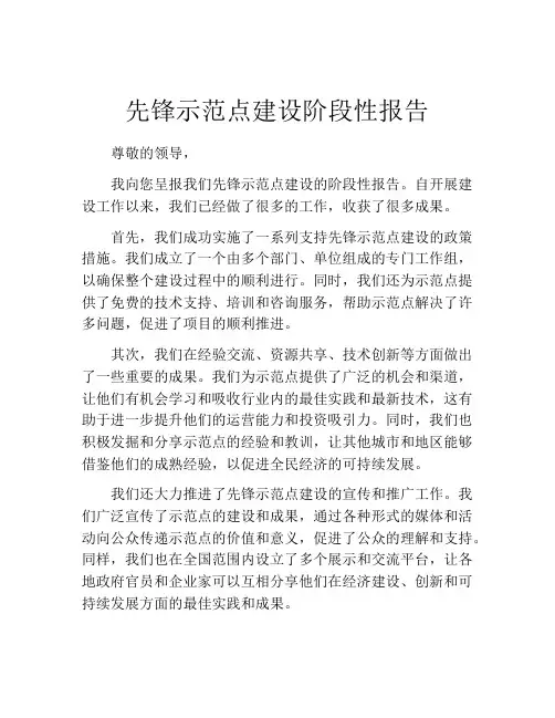 先锋示范点建设阶段性报告