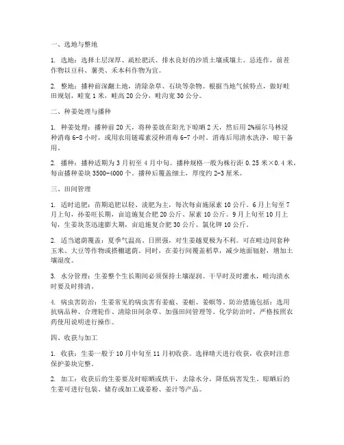 种植姜的管理技术措施