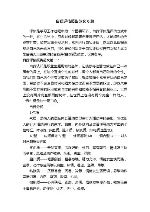自我评估报告范文6篇