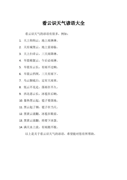 看云识天气谚语大全