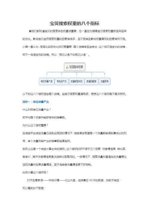 电商淘宝天猫运营资料宝贝搜索权重的八个指标