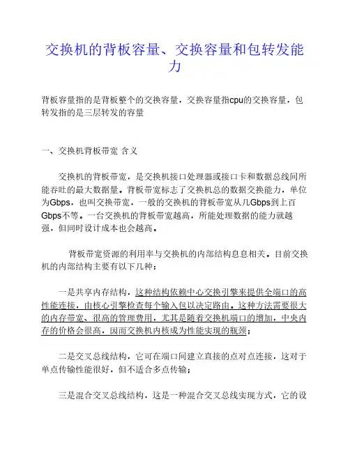 交换机的背板容量、交换容量和包转发能力