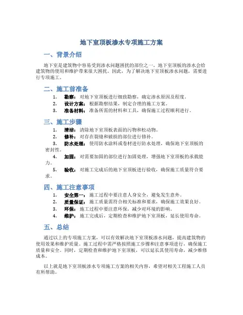 地下室顶板渗水专项施工方案