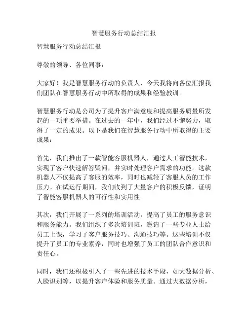 智慧服务行动总结汇报