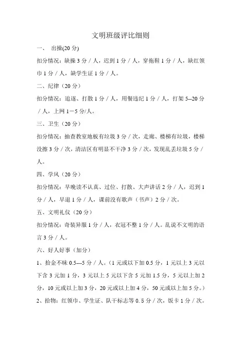 文明班级评比细则