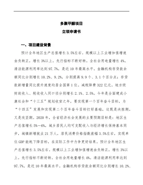 xx公司多聚甲醛项目立项申请书