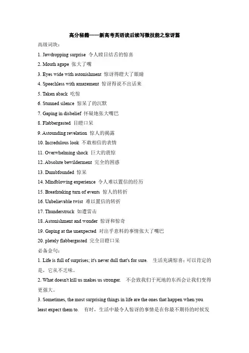 读后续写微技能之惊讶篇知识清单高考英语一轮复习