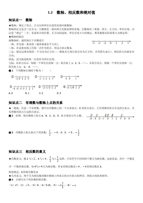 1.2  数轴、相反数和绝对值