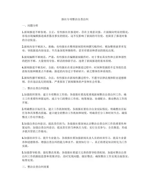 报社专项整治自查自纠