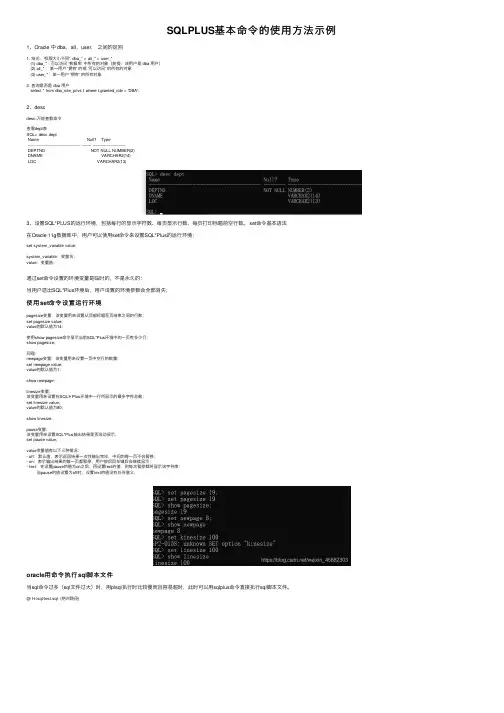 SQLPLUS基本命令的使用方法示例
