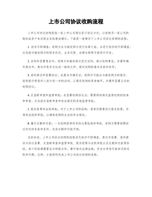 上市公司协议收购流程
