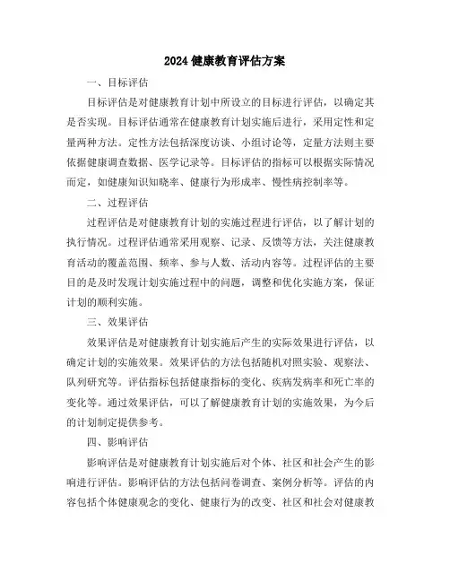 2024健康教育评估方案