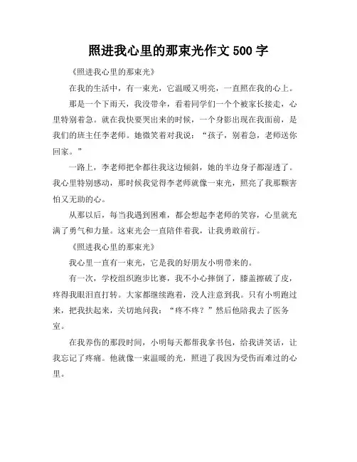 照进我心里的那束光作文500字