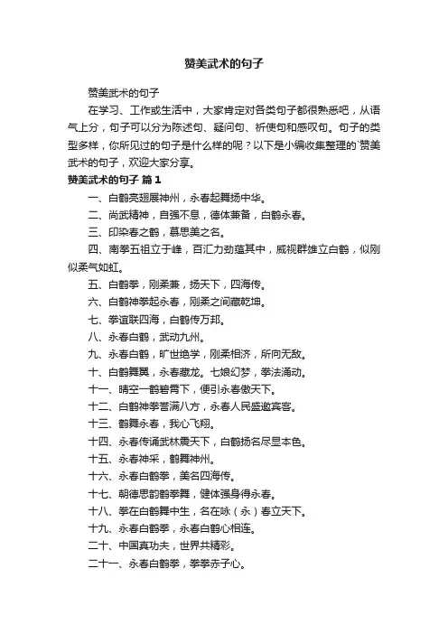 赞美武术的句子