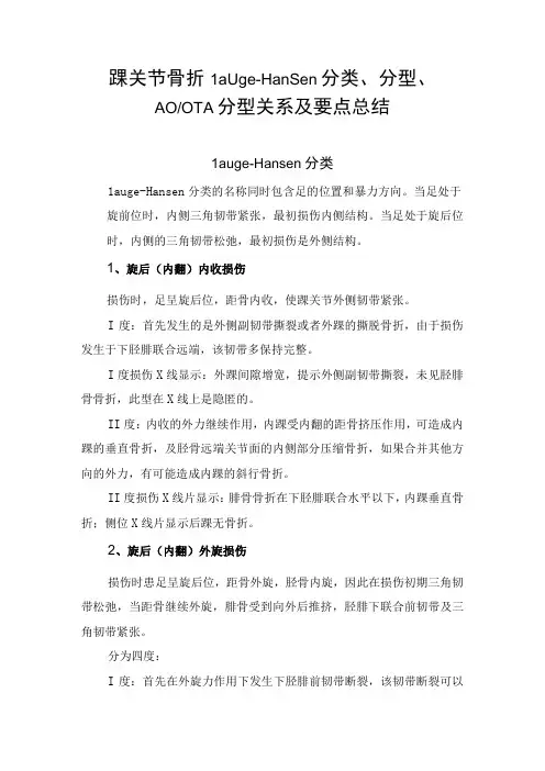 踝关节骨折Lauge-Hansen分类、分型、-AOOTA-分型关系及要点总结