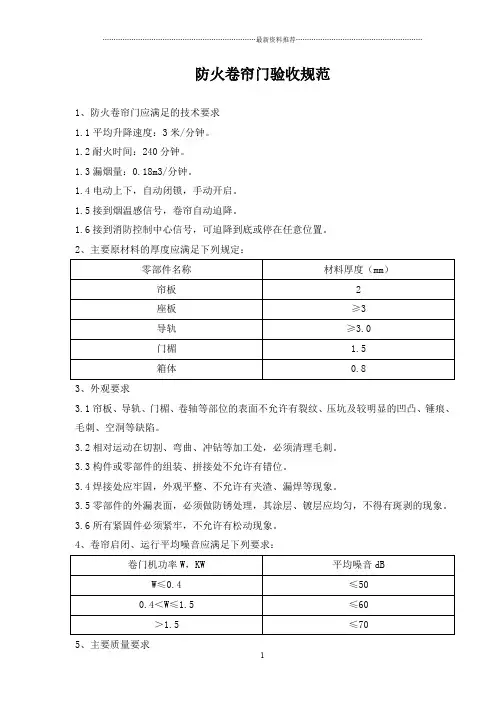 防火卷帘门的验收规范精编版