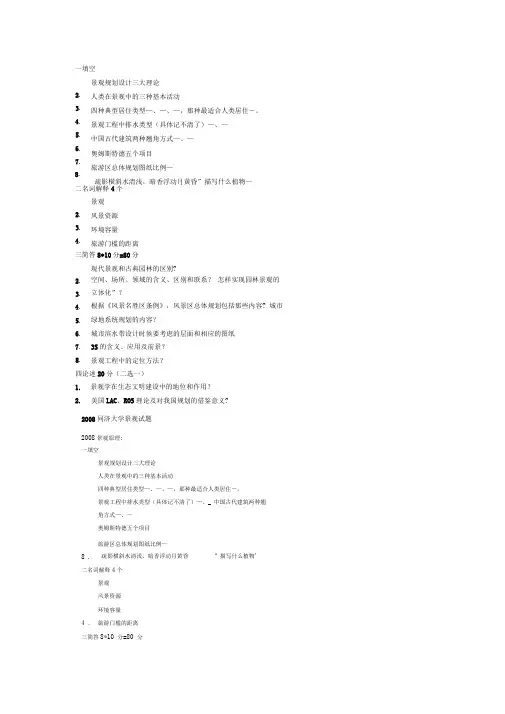 同济大学景观规划设计原理2008年年考研试题