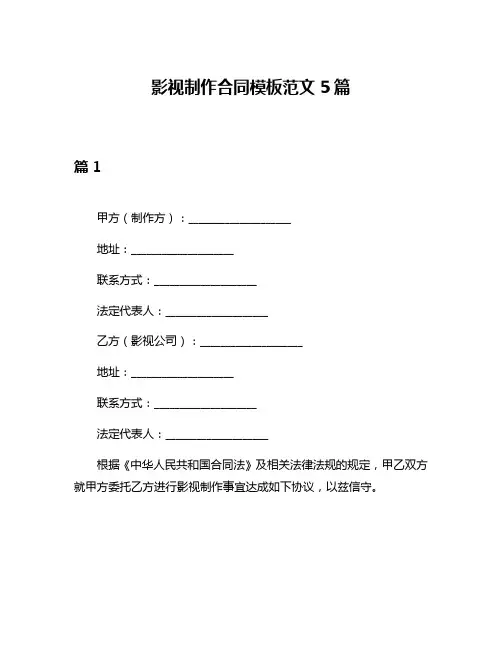 影视制作合同模板范文5篇