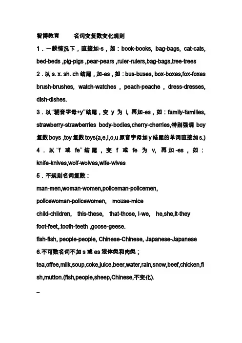 名词变复数变化规则