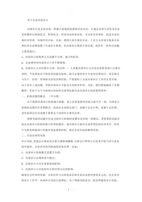 企业内部审计 经典案例参考