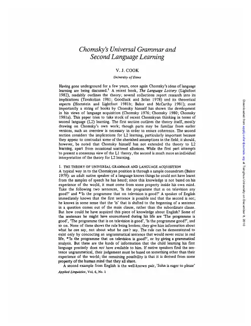chomsky's universal grammar and second language learning