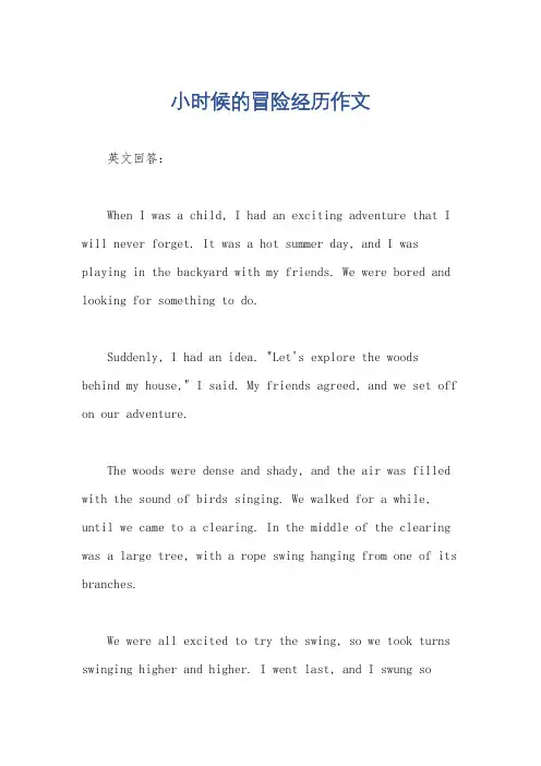 小时候的冒险经历作文
