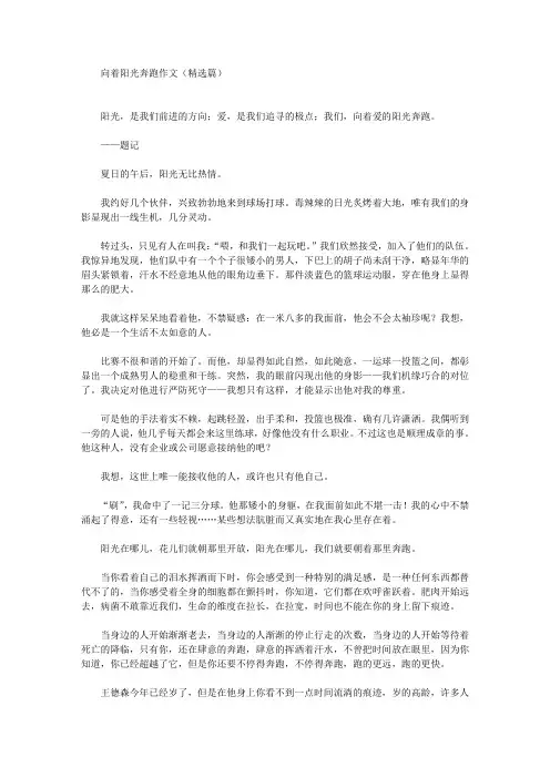 向着阳光奔跑作文