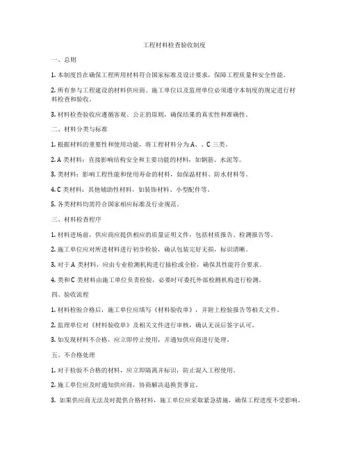 工程材料检查验收制度