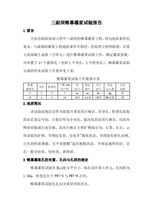 帷幕灌浆试验报告