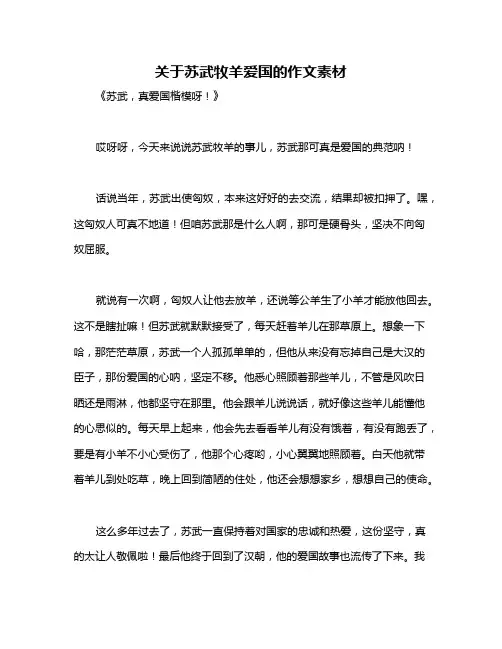 关于苏武牧羊爱国的作文素材
