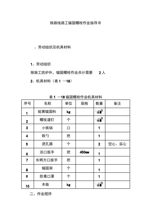 铁路线路工锚固螺栓作业指导书