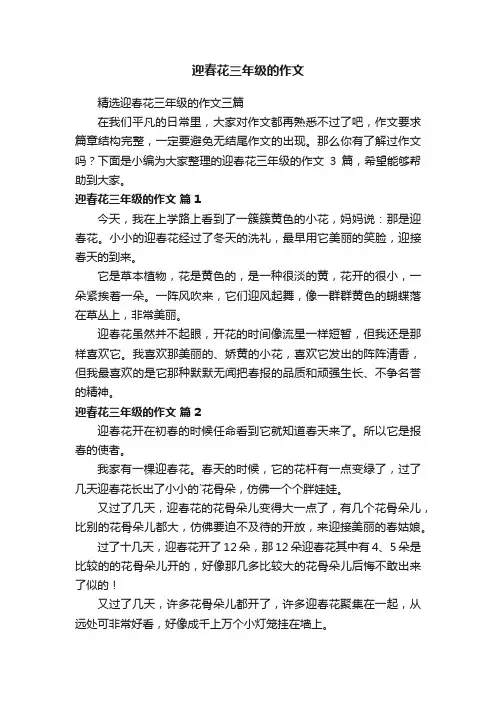 精选迎春花三年级的作文三篇