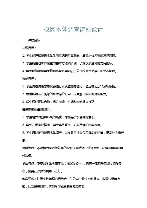 校园水体调查课程设计