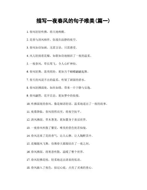 描写一夜春风的句子唯美(精选两篇)