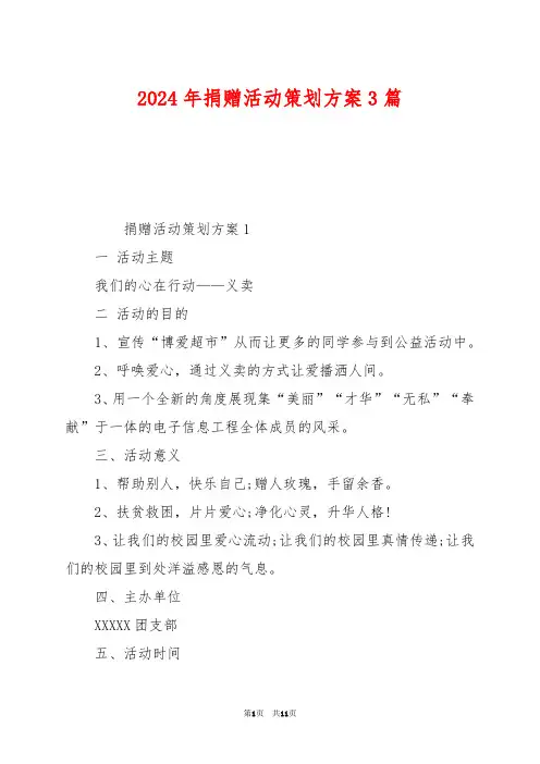 2024年捐赠活动策划方案3篇