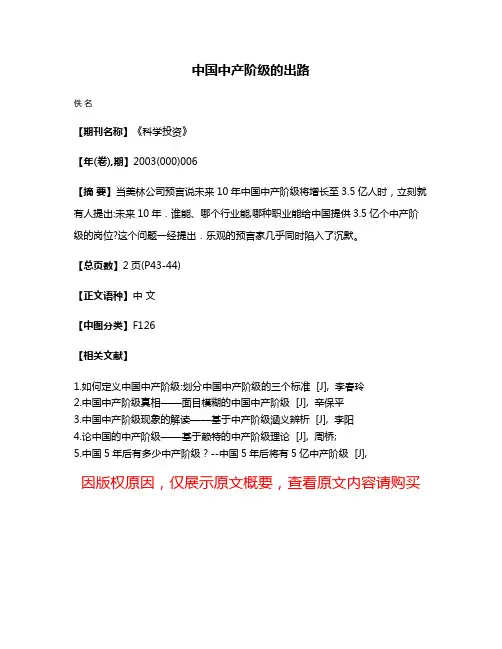 中国中产阶级的出路