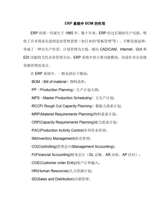 ERP系统中BOM的作用(